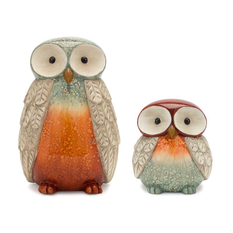 Set of 2 Decorative Owl Statues for Garden, Yard, and Outdoor Décor