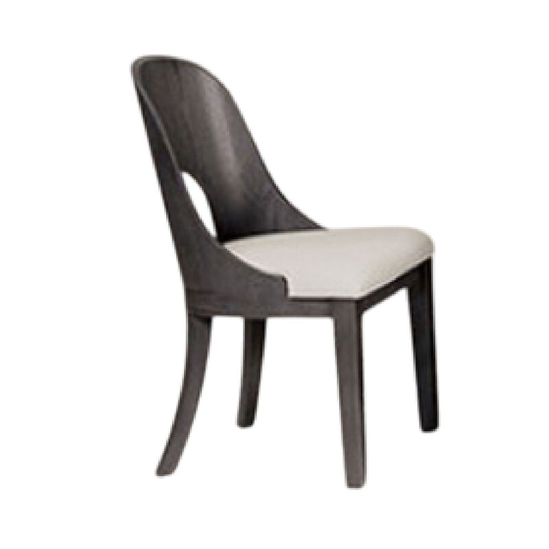 Zoko 7pc Dining Table Set, White Polyester Chairs, Ash Gray Rubberwood - Benzara