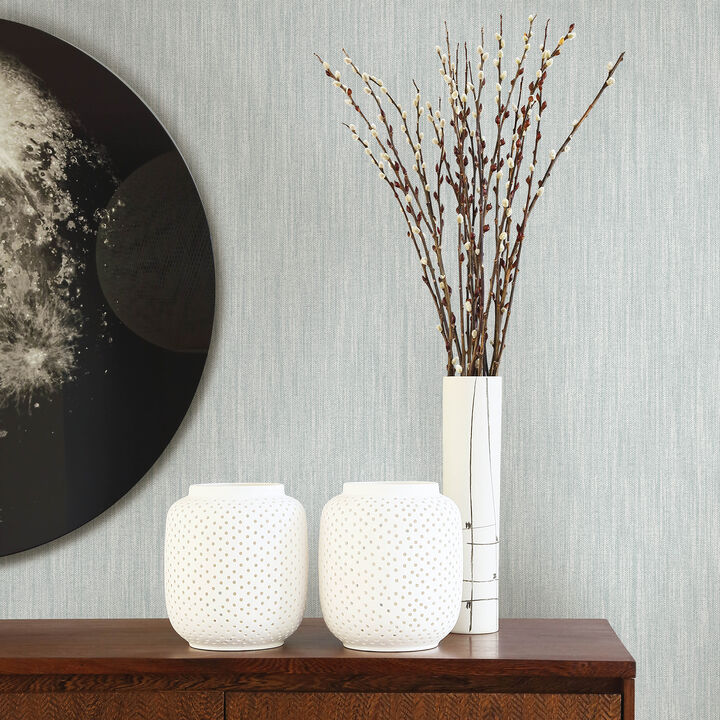 Chiniile Light Blue Linen Texture Wallpaper (Set of 2)