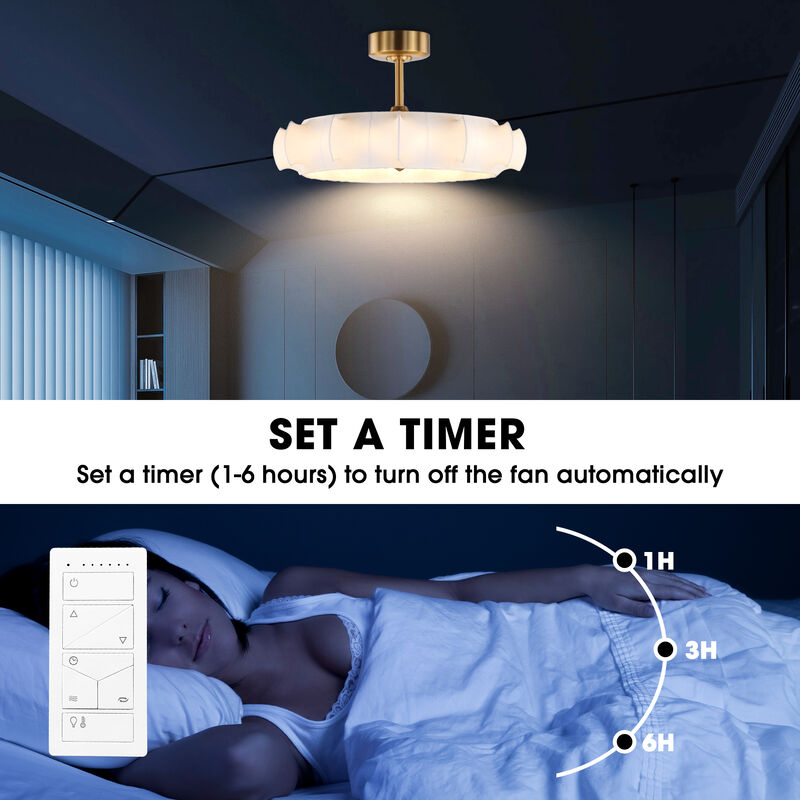 29.6 in. Brass Caged Clouds Ceiling Fan with Imitation Silk Shade and Light and Remote