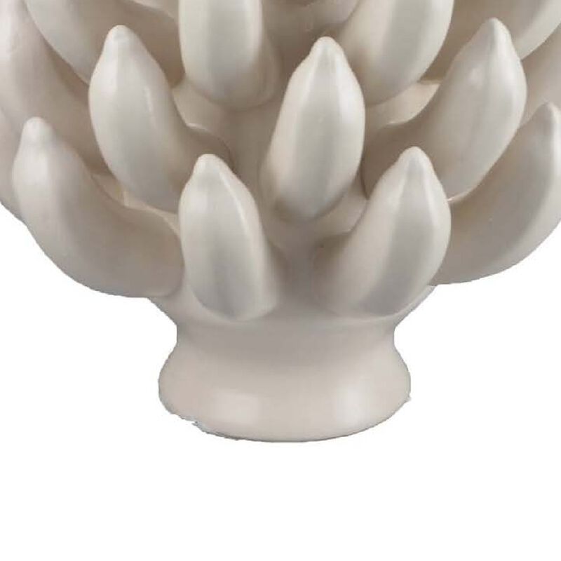 Joseph Accent Vase with Tiered Flame Accents, Ivory Ceramic 11 Inch