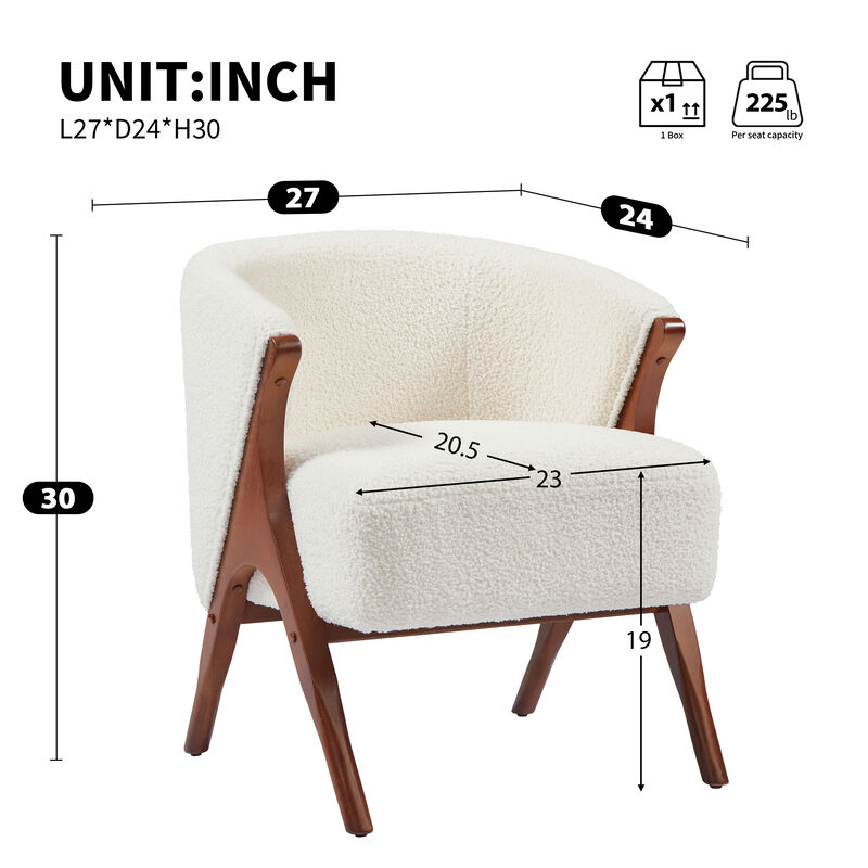 Merax Solid Wood A-Frame Armchair with Wrap-Around Backrest & Thick Cushion image number 2