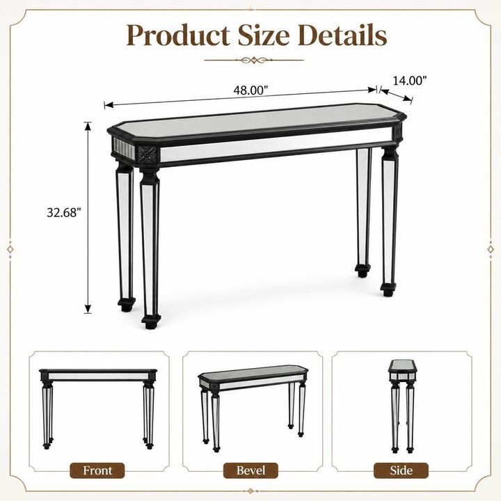 GOODSILO Vintage Wood Grain Carved Mirror Console Table Multi-Use Entryway Sofa Table for Living Room Home Display and Decor