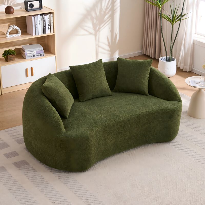 Whisen 65" Chenille Loveseat, 2-Seat Modular Sofa with 3 Pillows for Living Room, Apartment, Office image number 1