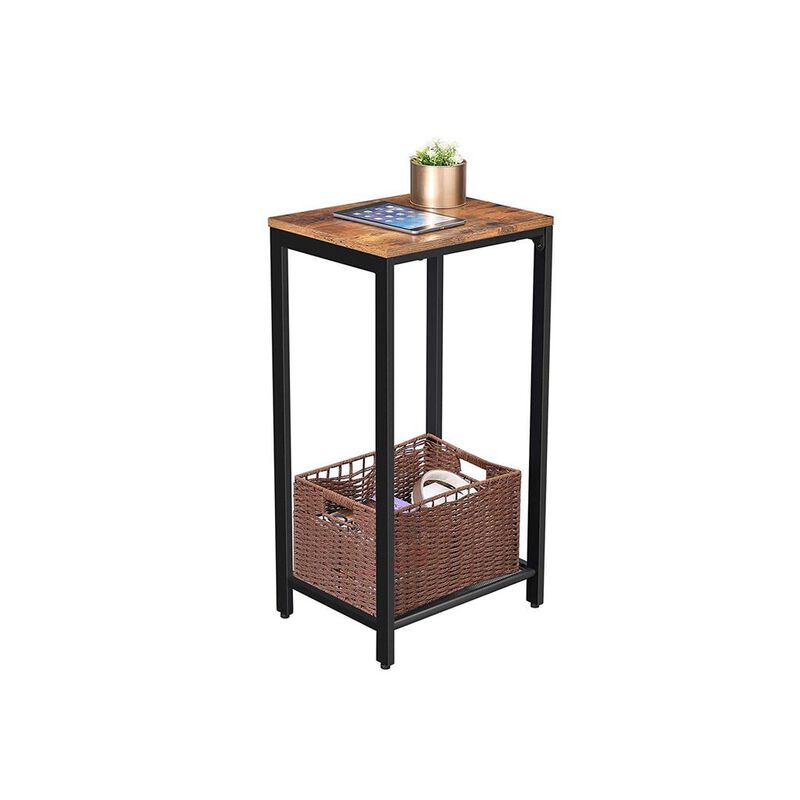 Hivvago Industrial Brown Telephone Table with Shelf