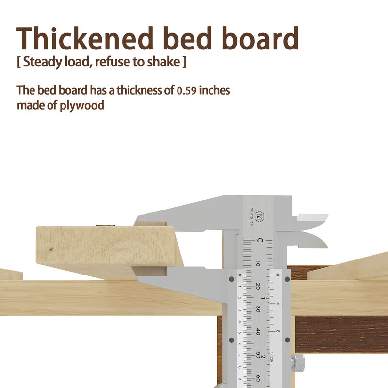 FUFU&GAGA Natural Solid Wood Bed Frame with Faux Hex Rattan Accent, Sturdy Acacia Platform Bed with Plywood Slats, No Box Spring Needed, Queen Size (82.6" L x 62" W x 41.1" H), Brown