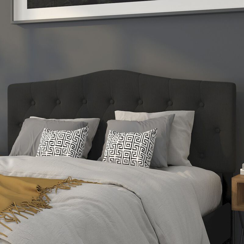 Flash Furniture Tufted Upholstered Queen Size Headboard in Black Fabric image number 7