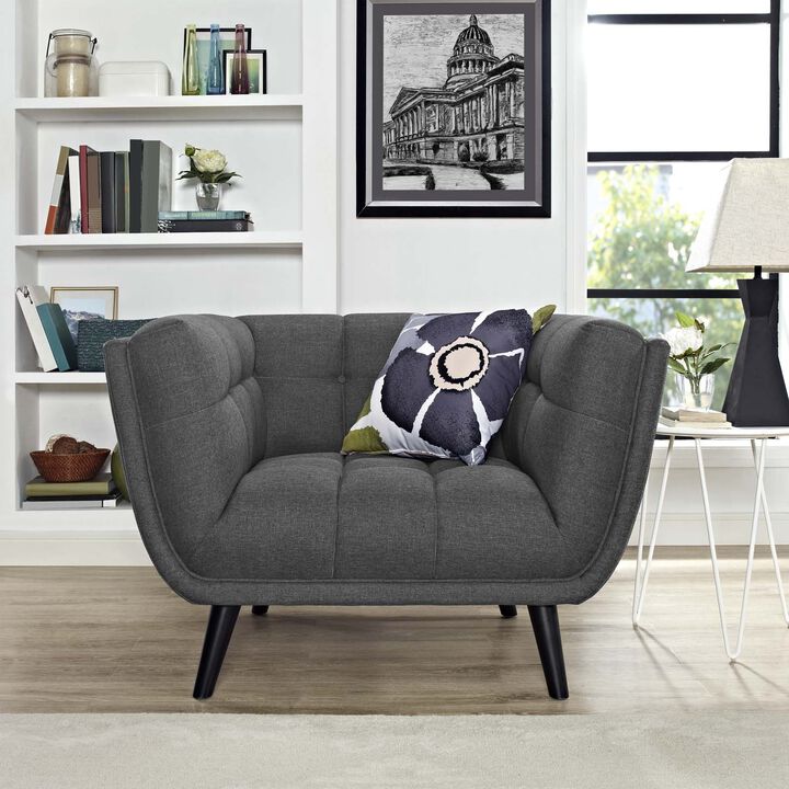 Modway Bestow Upholstered Fabric Armchair, Gray