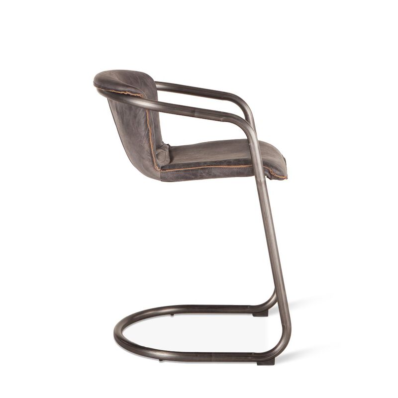 World Interiors Chiavari Counter Chairs in Antique Ebony Leather and Steel