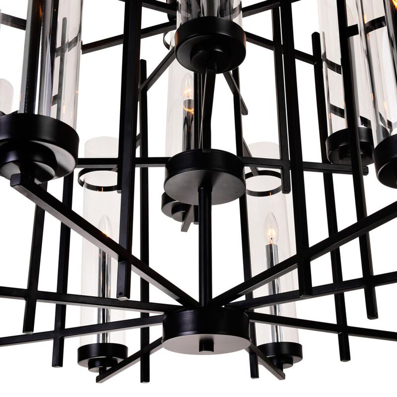 Sierra 12 Light Up Chandelier With Black Finish