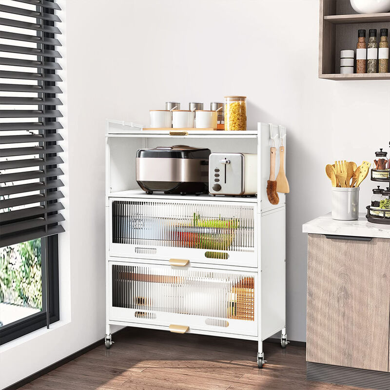 Mega Casa 45.7'' Tall Steel  3-Door And 4-Layer Organization Cabinet White Arrival