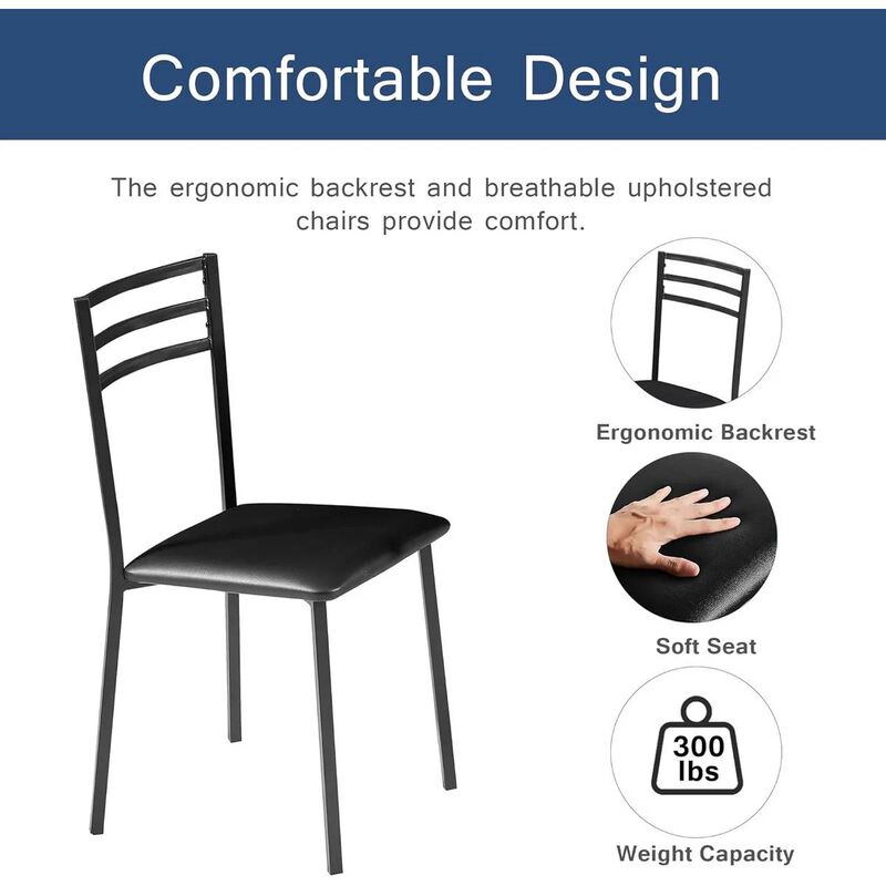 Contemporary 3-Piece Breakfast Nook Set – Round Table & Chairs