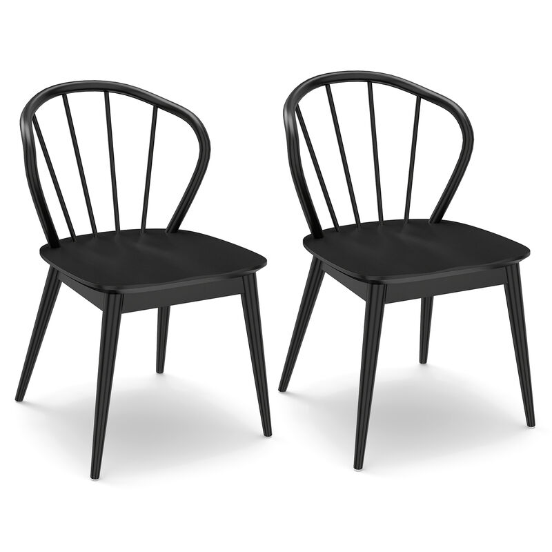 High Spindle Back Wooden Dining Chair Set of 2 with Wide Seat image number 0