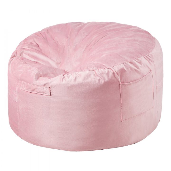 Velvet Round Bean Bag Chair with Removable Cover Soft Seat for Lounge or Bedroom