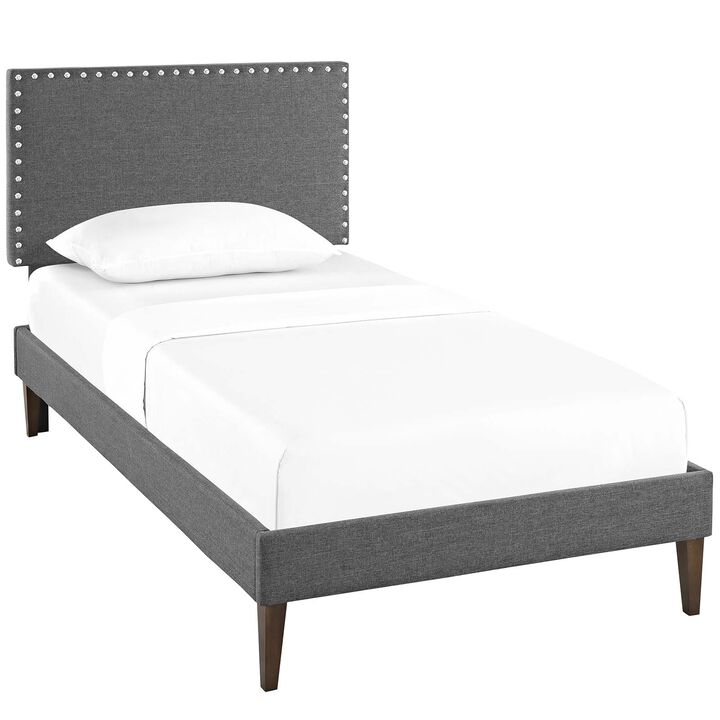 Modway - Macie Twin Fabric Platform Bed with Squared Tapered Legs Gray