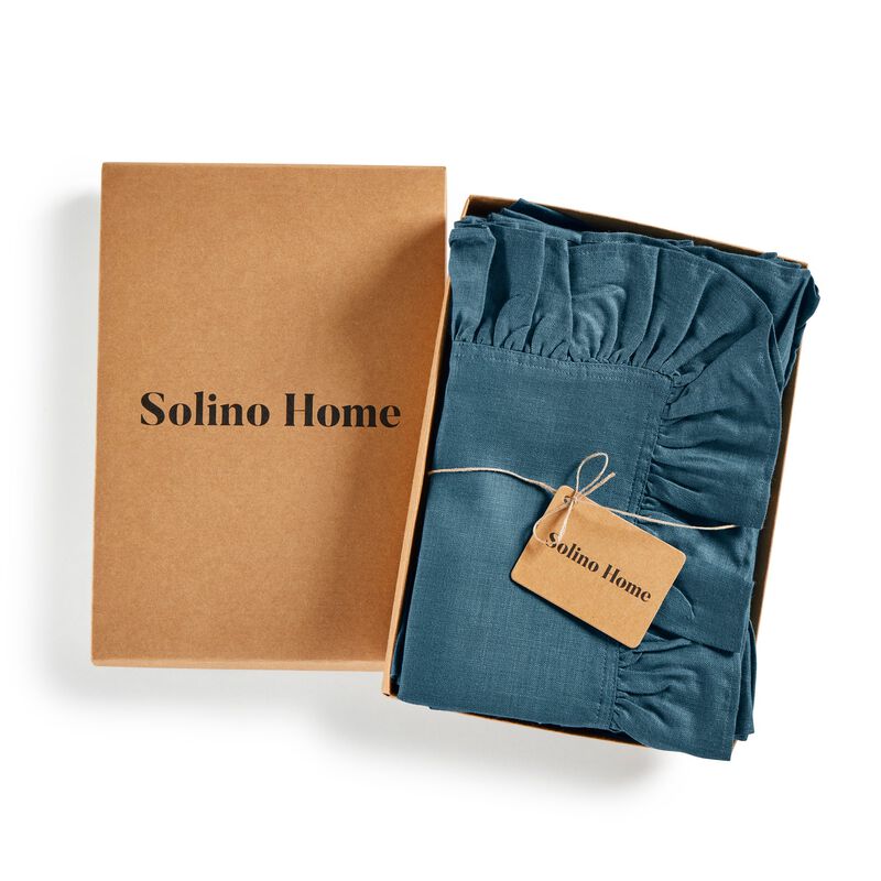 Solino Home Gabrielle Ruffle 100% Linen Dinner Napkins &ndash; Set of 4, 20 x 20 in, Machine Washable, Holiday and Everyday Dining