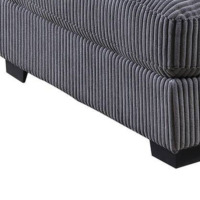 Joana Cocktail Ottoman, Dark Gray Wide Welt Corduroy Fabric, 37 Inch - Benzara