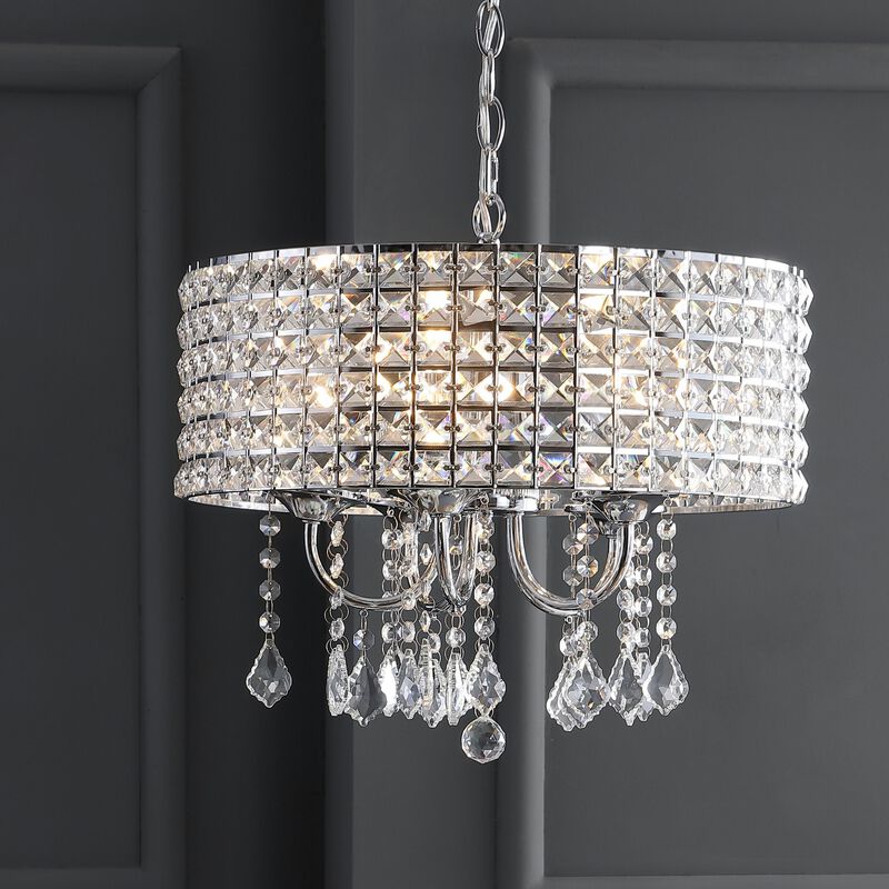 Reese Metal/Crystal LED Adjustable Drop Chandelier