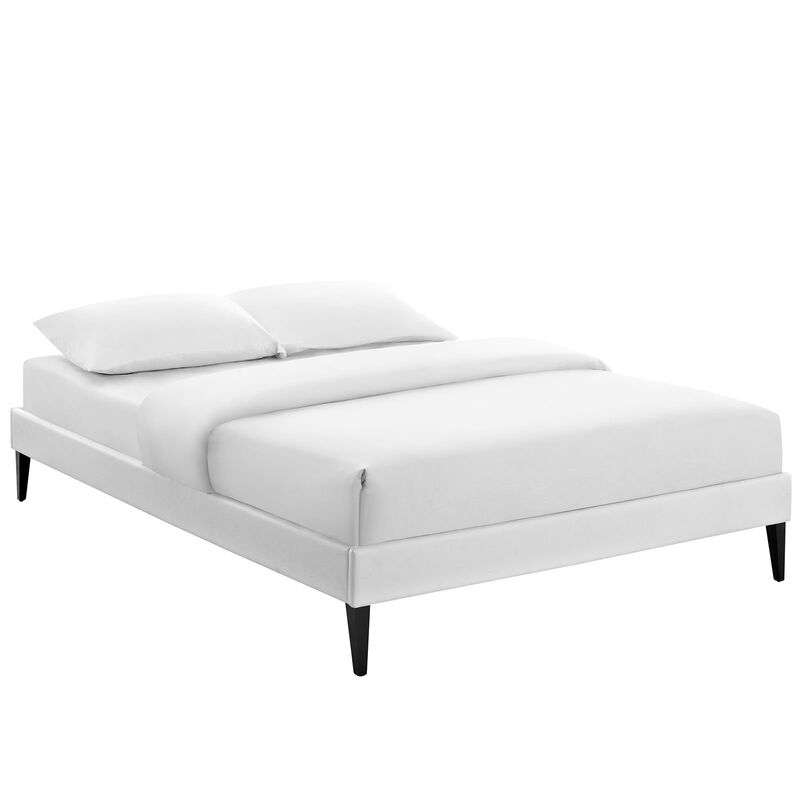 Modway Sharon Vinyl Bed Frame with Squared Tapered Legs, Queen, White image number 0
