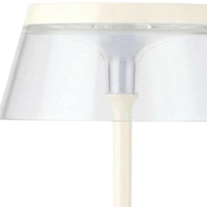 HomeRoots 11" White Geometric Modern Industrial Battery Operated Desk Lamp image number 2