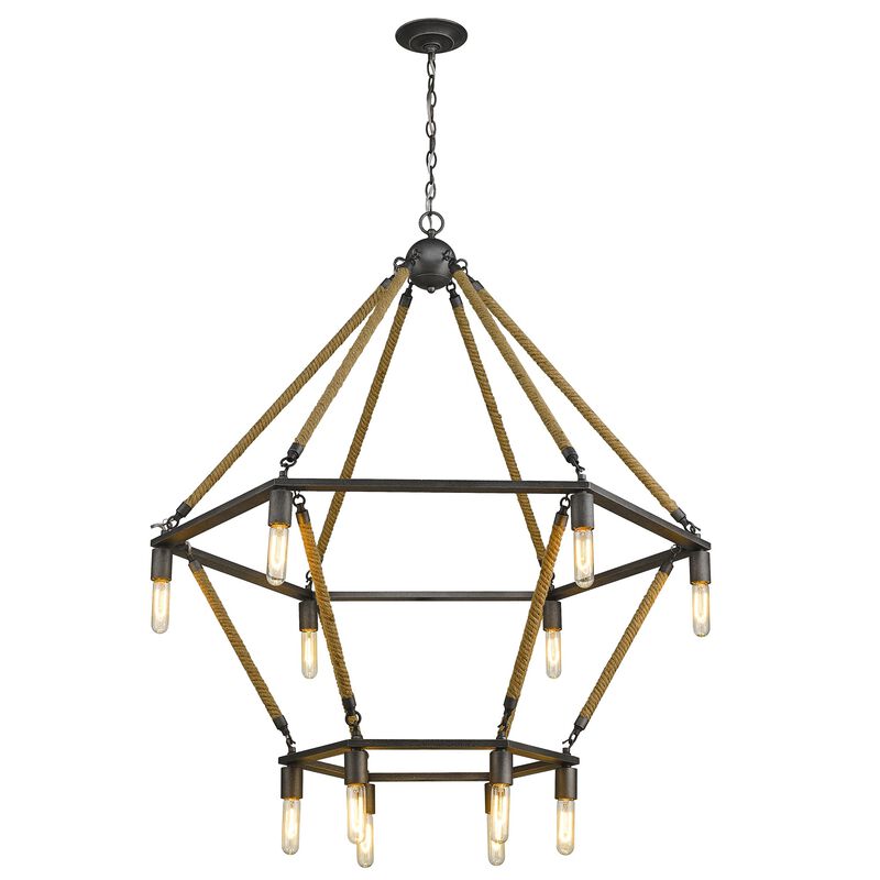 Hivvago Brown and Black Twelve Light Metal Dimmable Chandelier