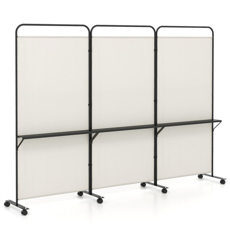 Office & Home Folding Divider &ndash; 3 Panels with Lockable Wheels and Metal Shelves image number 2