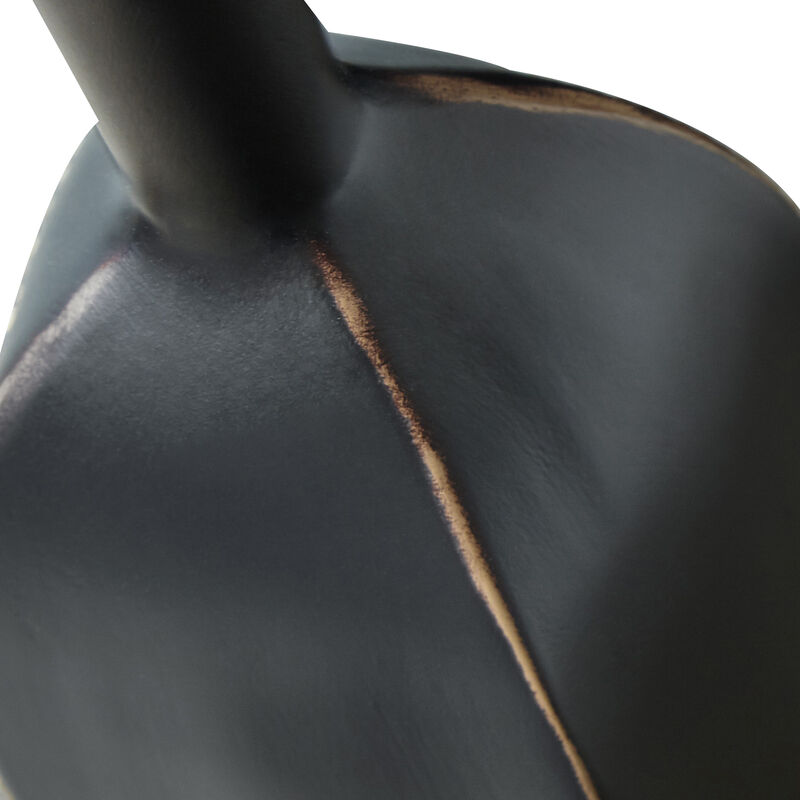 Troy 16 Inch Flower Vase, Home Decor Accessory Piece, Black Polyresin - Benzara