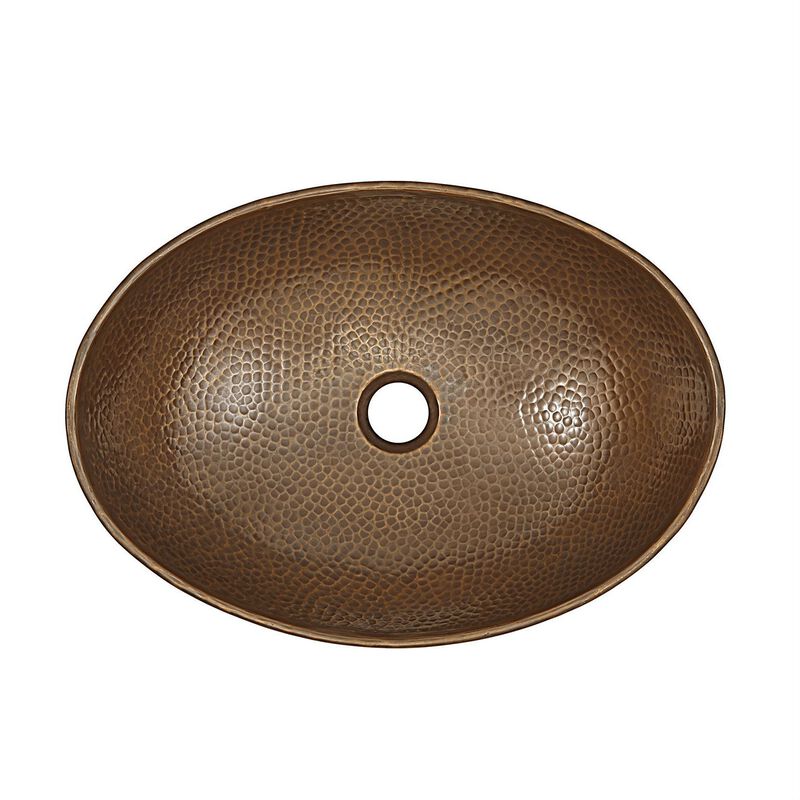 Contemporary Oval Copper Vessel Sink – Handcrafted Hammered Bathroom Basin