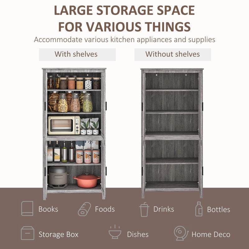 Hivvago Tall Freestanding Kitchen Cabinet with 4 Doors image number 3