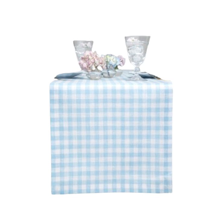Solino Home 100% Pure Linen Table Runner - Gingham Check