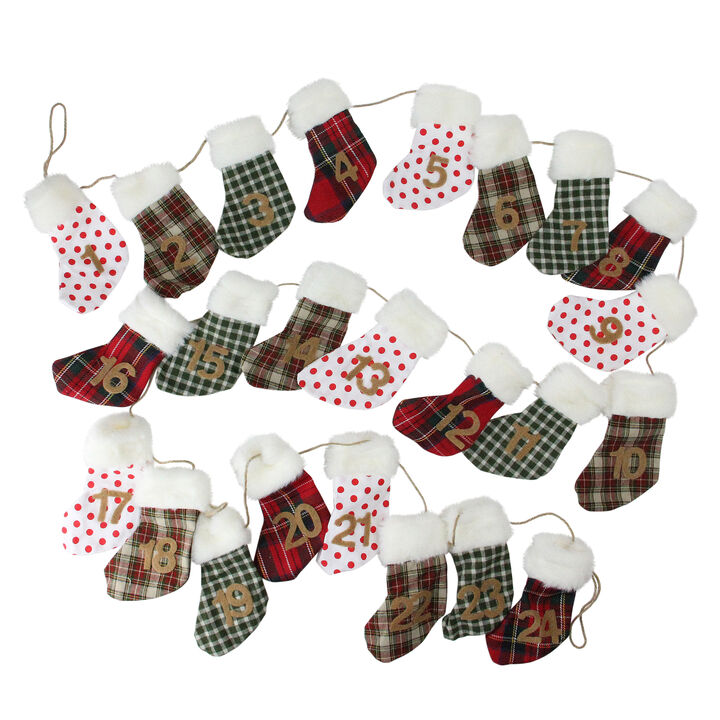 8' x 1" White and Red Stocking Artificial Christmas Garland - Unlit
