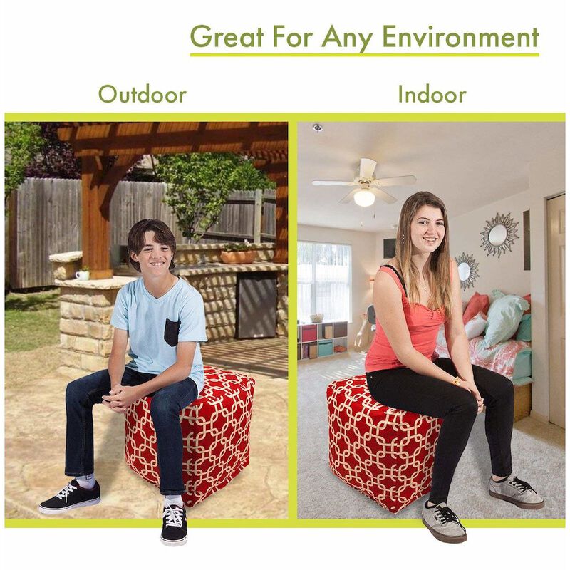 Majestic Home Goods Cube Pouf Links Red