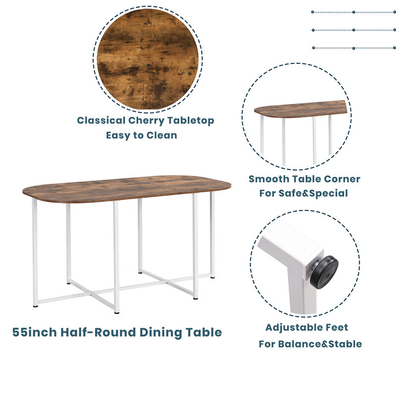 Whisen Modern 7-Piece MDF and Faux Marble Top Dining Table Set with 6-Chairs - Black/White