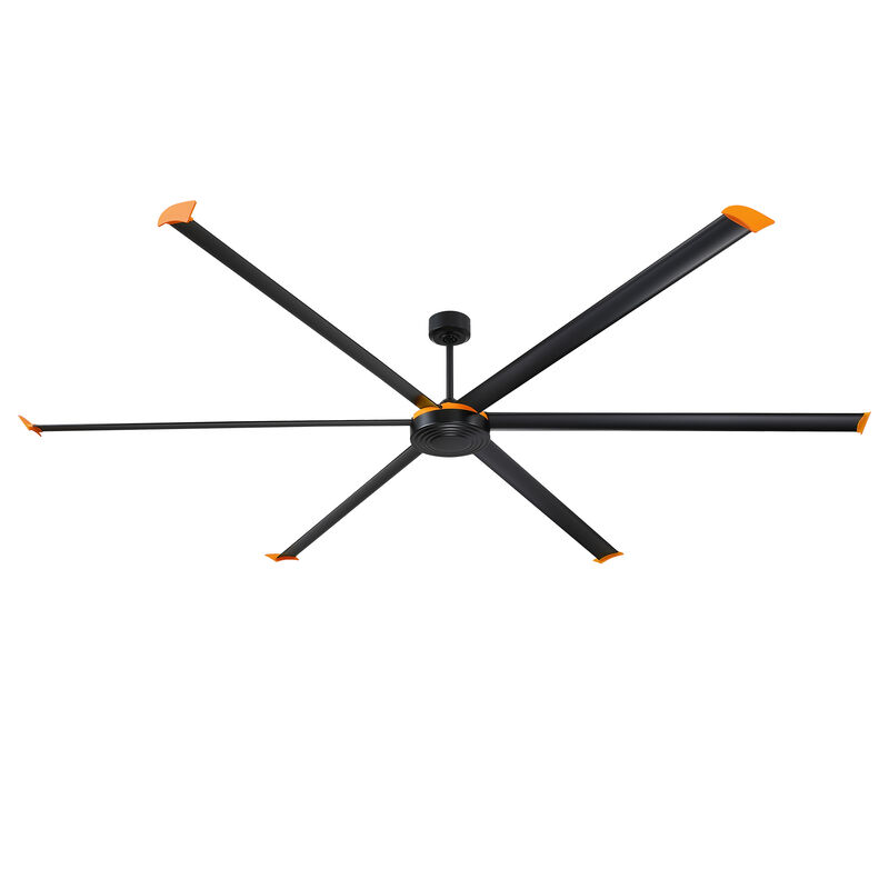 120" Modern Industrial Black Reversible DC Motor 6 Aluminum Blades Extra Large Ceiling Fan with Remote for Warehouse, garage, or Factory image number 0