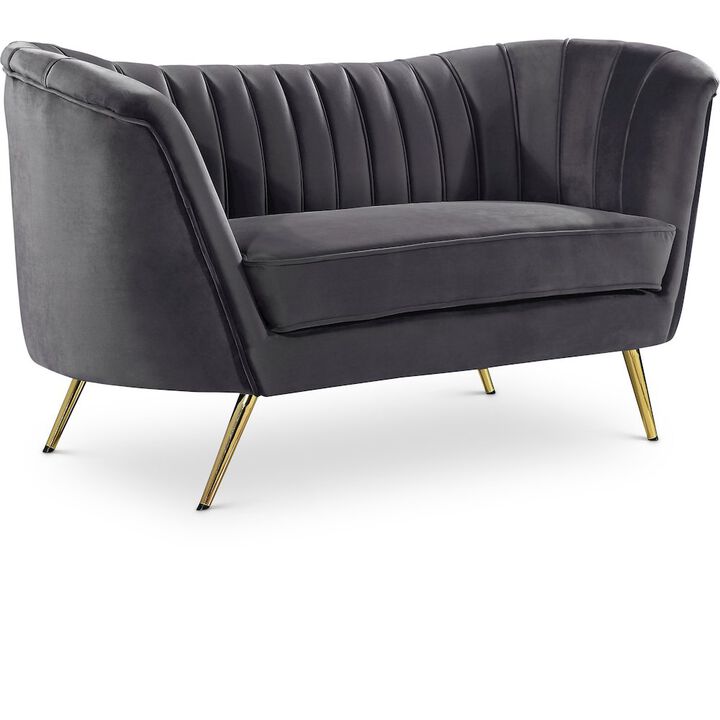 Meridian Furniture Margo Grey Velvet Loveseat