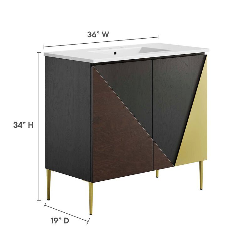 Modway EEI-6465-BLK-BLK Alchemist 36" Bathroom Vanity, Black Black image number 2