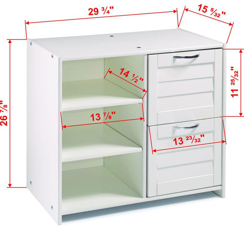 Donco Kids Louver Low Loft 2 Dr Chest/Shelves White