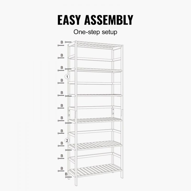 6-Tier Wicker Display Shelf, Open Bookcase Storage Rack for Living Room, Bedroom-Natural image number 4