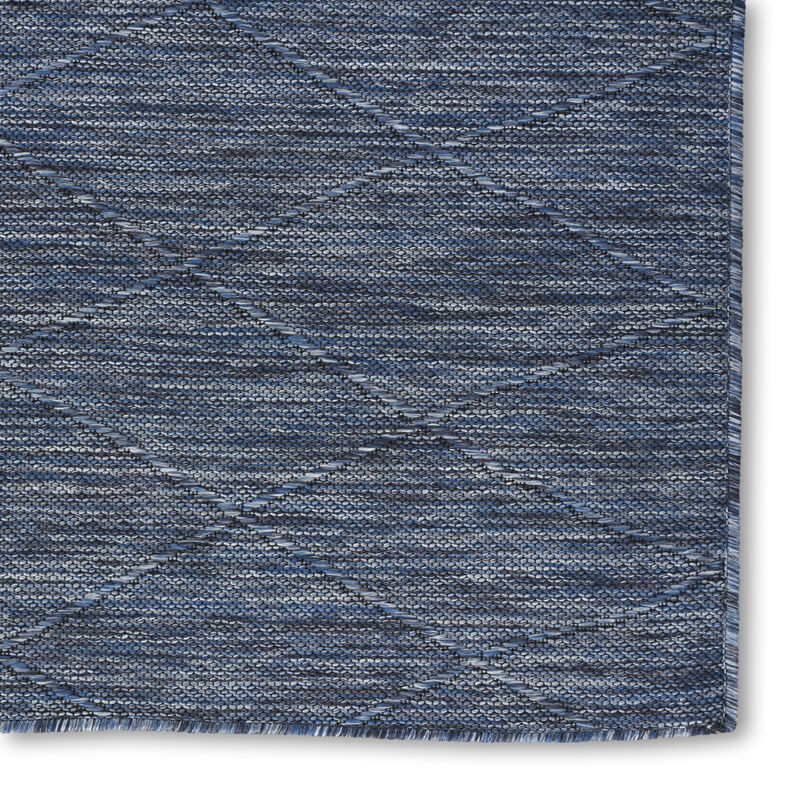 HomeRoots 8' X 10' Navy Blue And Ivory Geometric Indoor Outdoor Area Rug image number 2