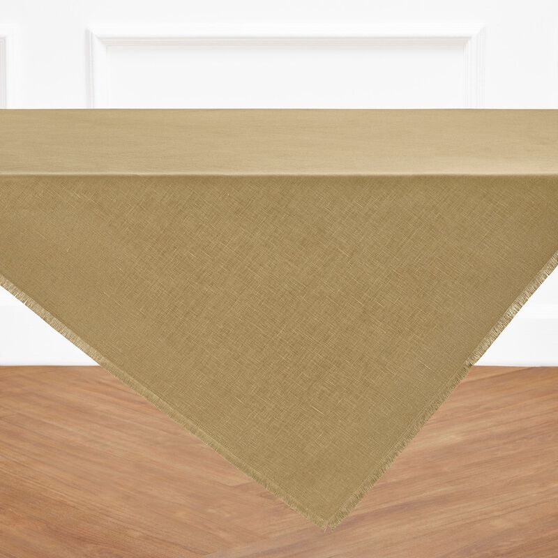 Solino Home Fringe 100% Linen Table Throw &ndash; Handcrafted, Machine Washable, Perfect for Holiday and Everyday Dining