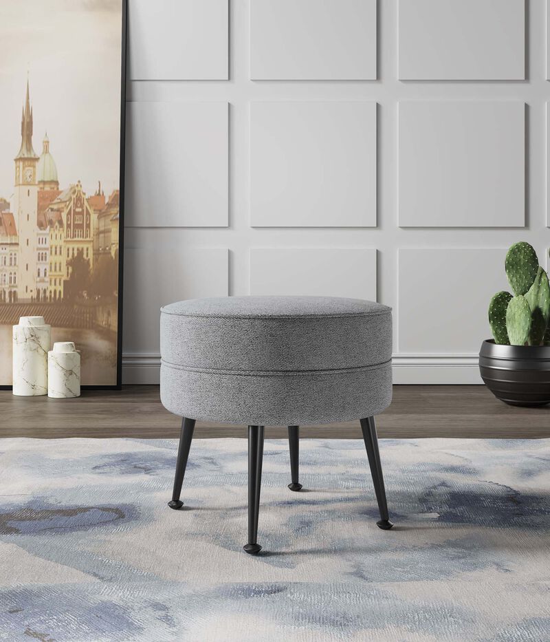 Bailey Gray and Black Ottoman