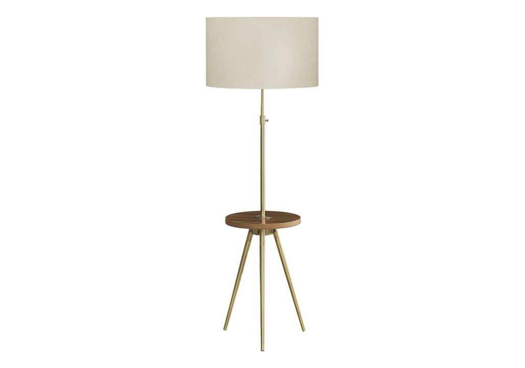 Monarch Specialties 9746, Gold, Ivory/Cream Shade, Contemporary Lighting 63" H Tripod Floor Lamp Brass Metal USB, 20" L x 20" W x 55" H