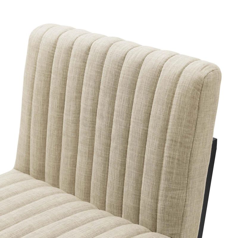 Modway Indulge Channel Tufted Fabric Counter-Height Bar Stool in Beige image number 4