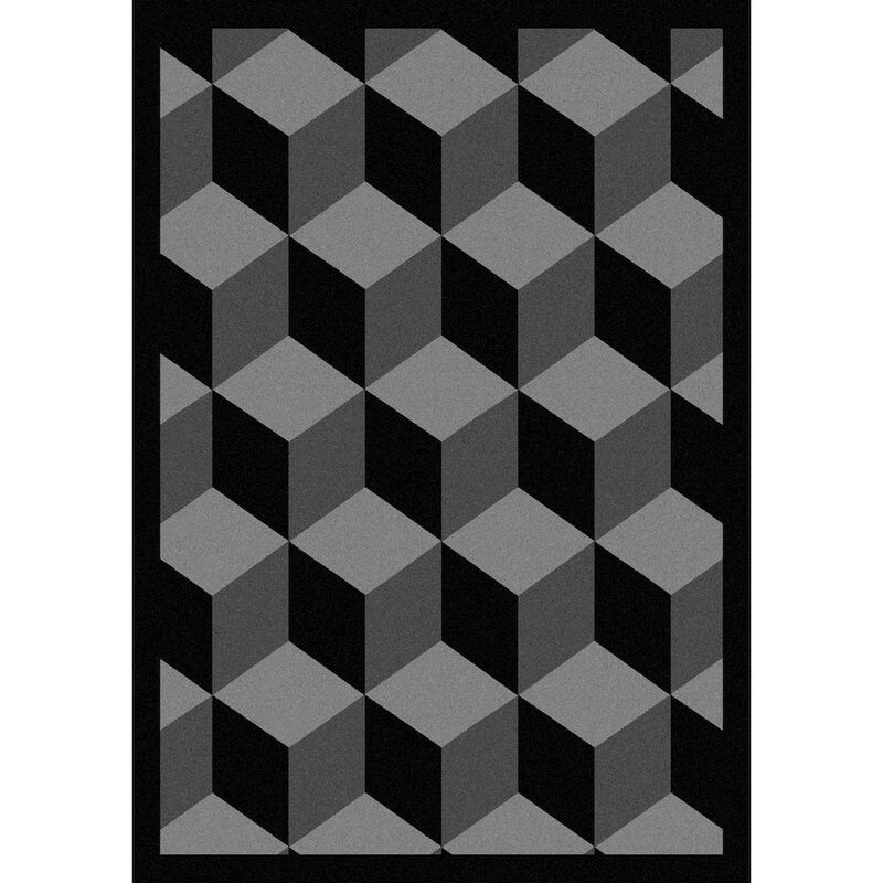 Joy Carpets Kaleidoscope Highrise 5'4 x 7'8 Area Rug in Color Black