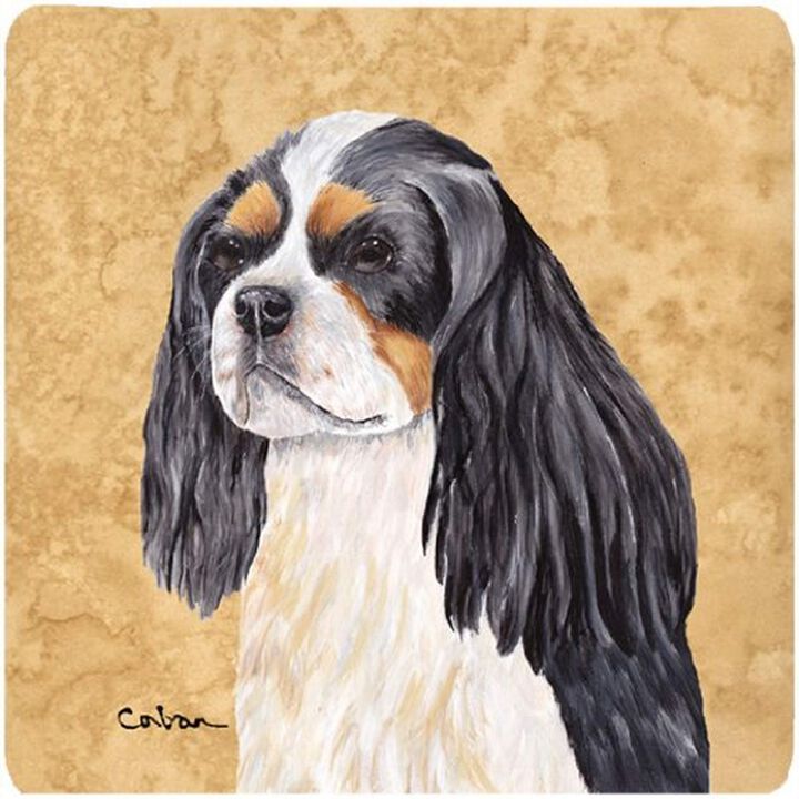 Caroline's Treasures SC9120FC Cavalier Spaniel Foam Coasters (Set of 4), 3.5 H x 3.5 W, Multicolor
