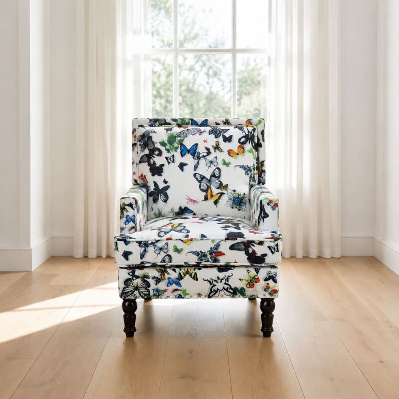 GOODSILO Upholstered Accent Armchair with Striped Fabric and Nailhead Trim, Comfortable Padded Seating for Living Room and Home Use image number 2