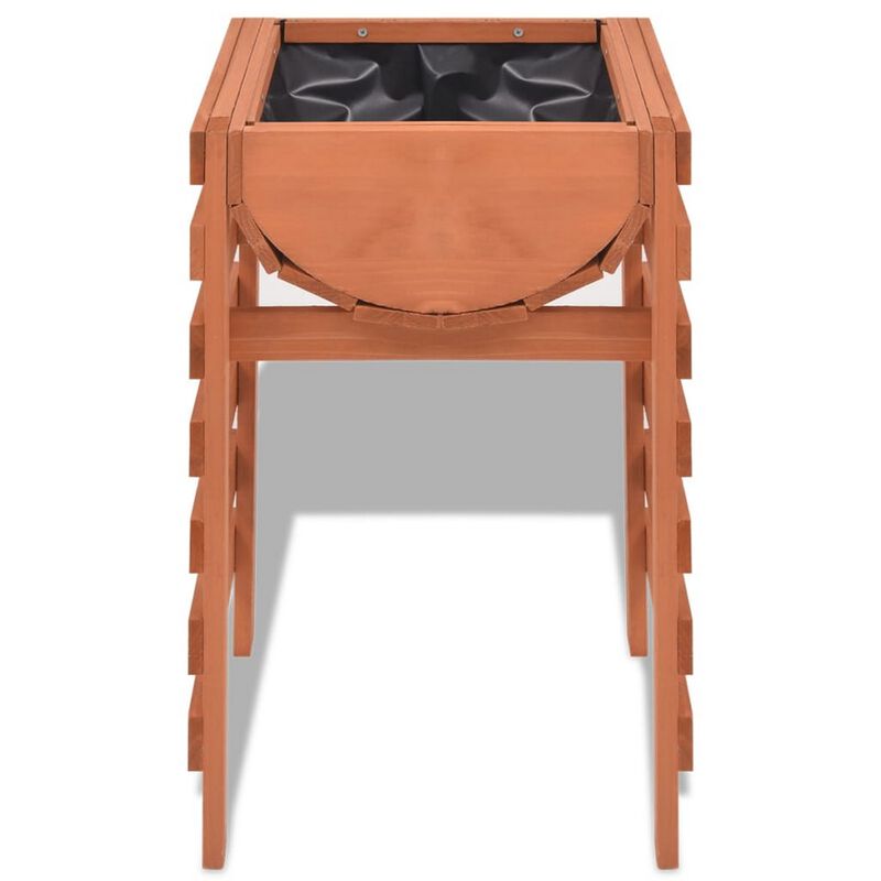 Outdoor Planter with Standing Slatted Design, Natural Brown Fir Wood - Benzara