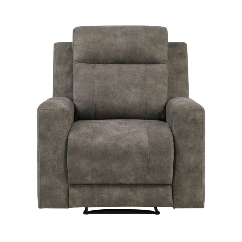 Diti Manual Pull Tab Reclining Chair, Brown Stain Resistant Microfiber image number 2