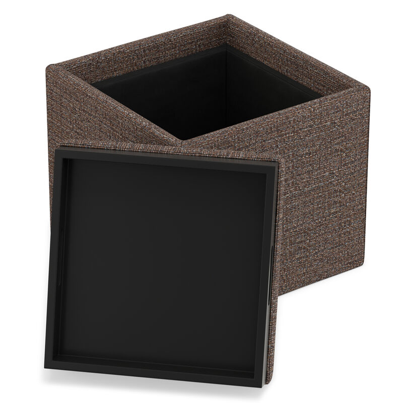 Simpli Home Rockwood Cube Storage Ottoman with Tray image number 3