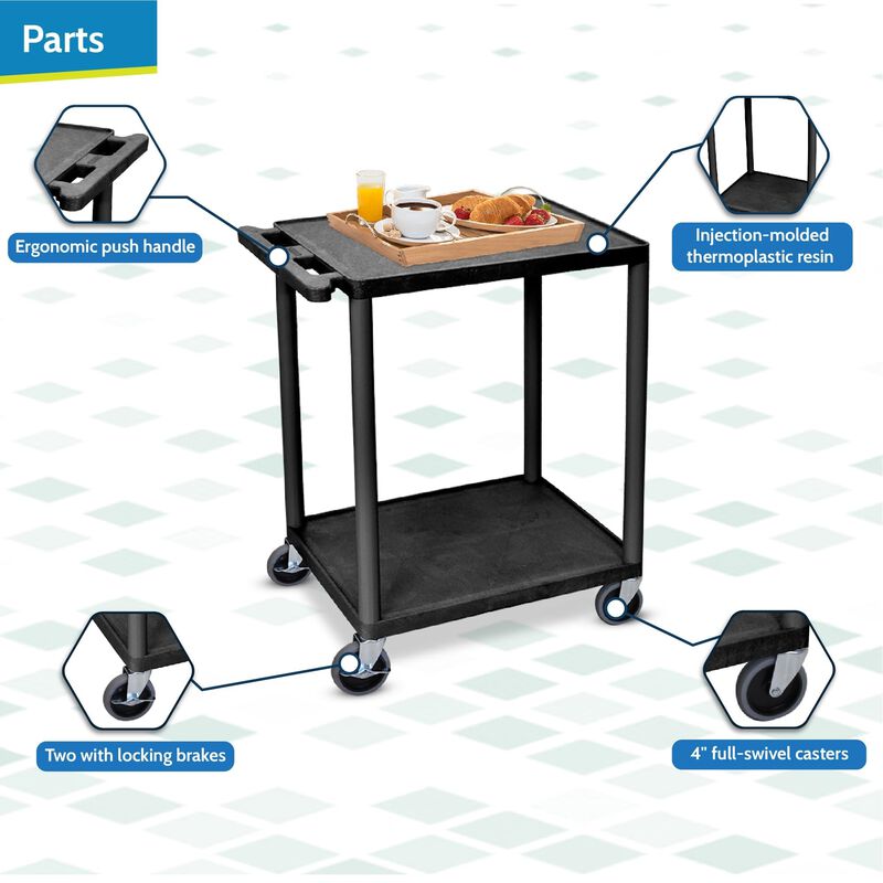 Luxor 2 Shelf Utility Cart Black